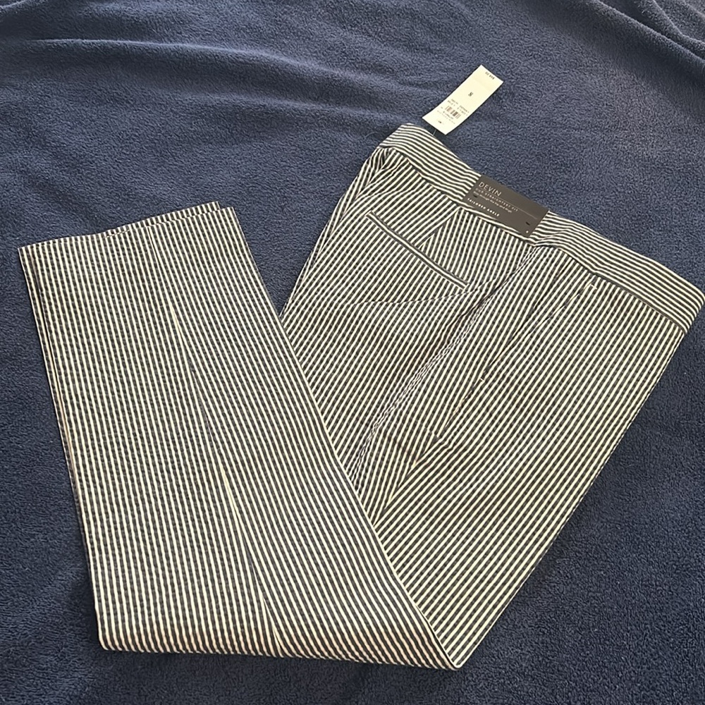 ANN TAYLOR women’s Devin fit striped pants size 8 NWT blue and white stripes